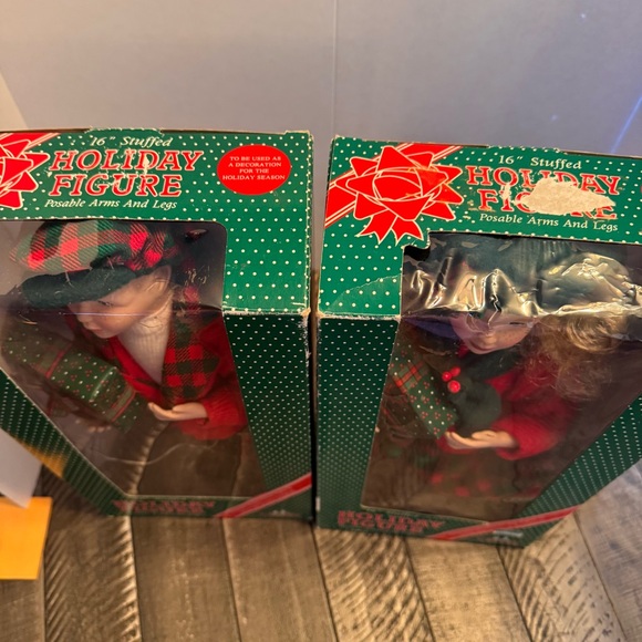 Vintage Holiday Creations Christmas Stuffed Posable Dolls Boy and Girl 16" - Picture 10 of 12